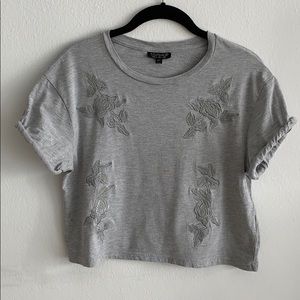 Grey Tee with cuffed sleeves